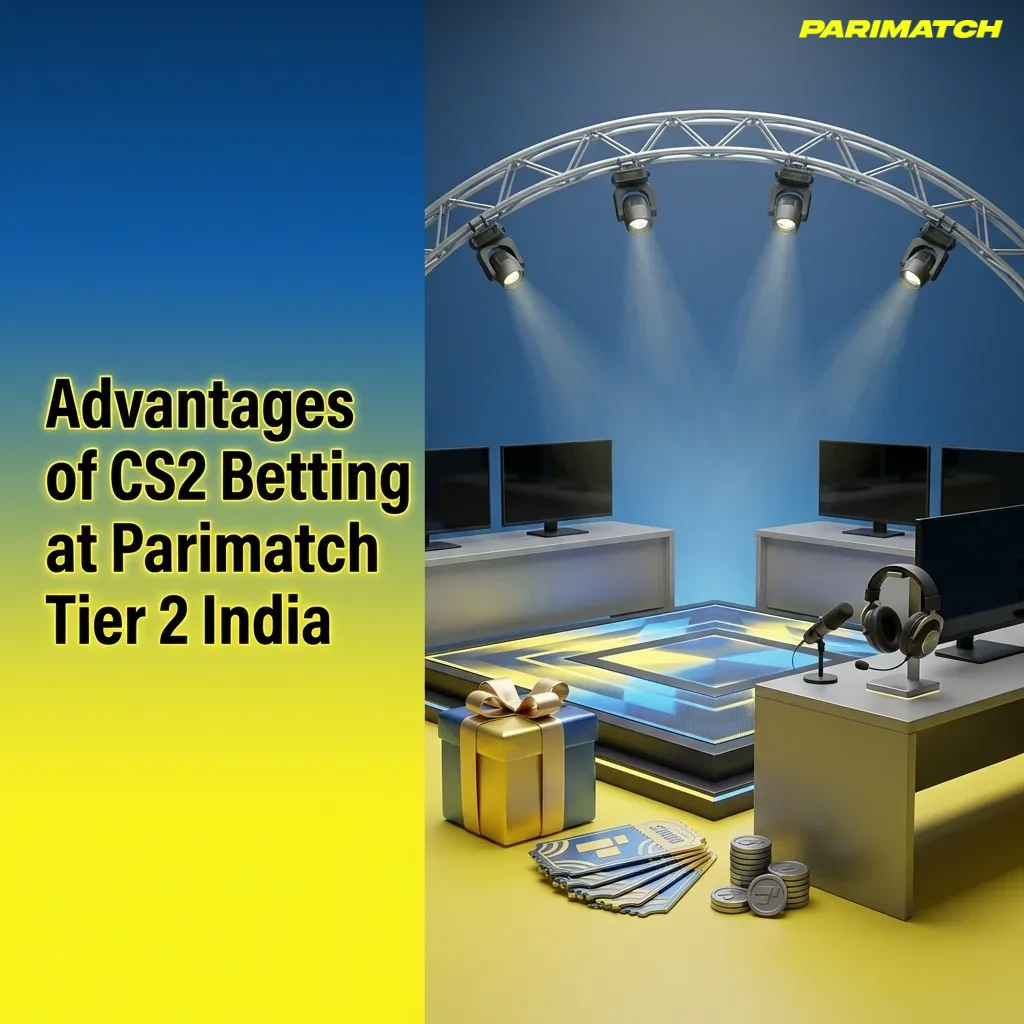 Illustrated list of Parimatch Tier 2 India CS2 betting perks: bonuses, INR payments, 24/7 support, app, and odds.