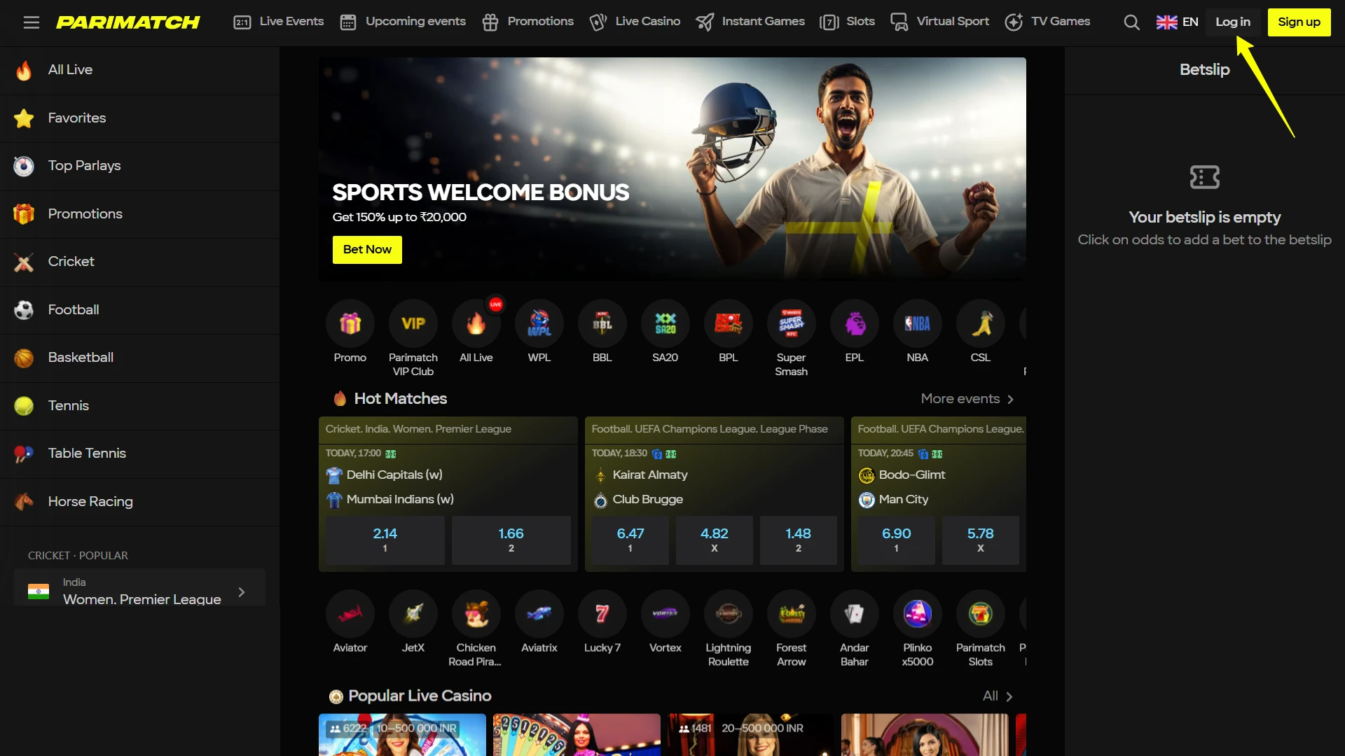 Open login panel on this site.