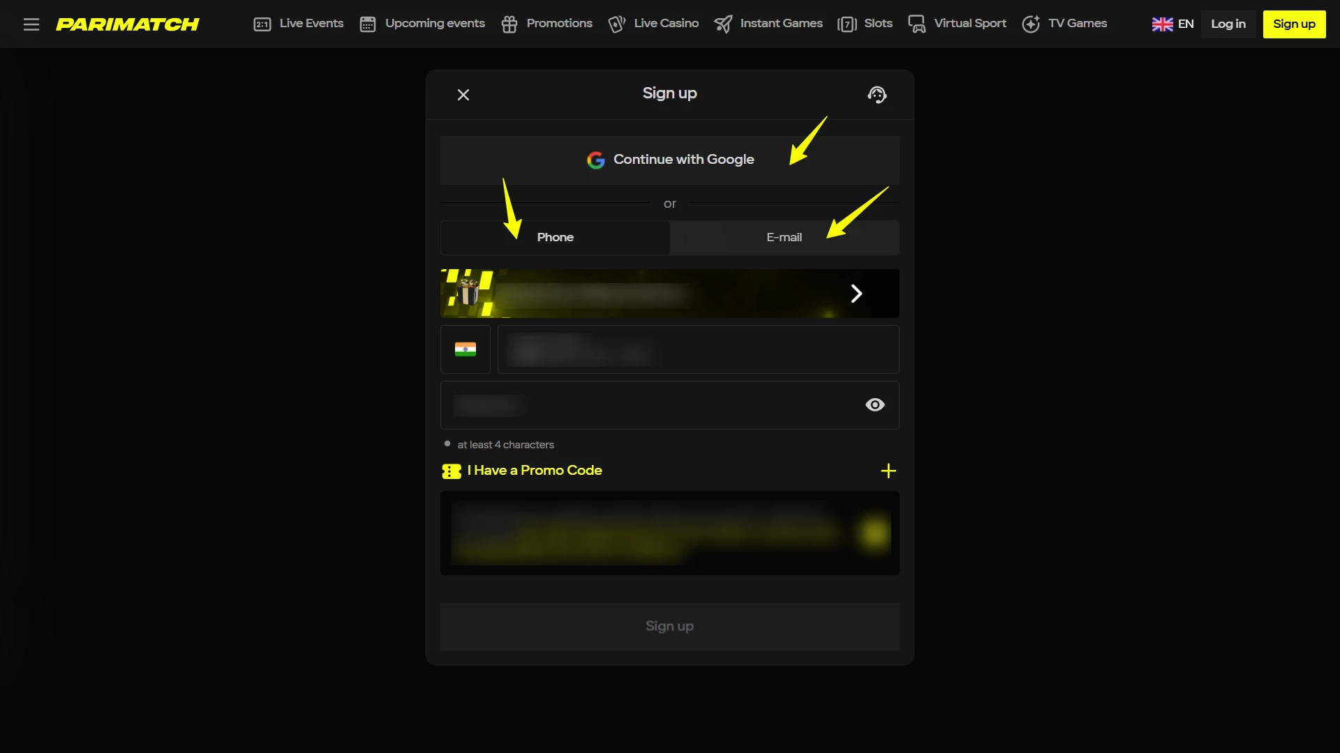 Choose registration method.