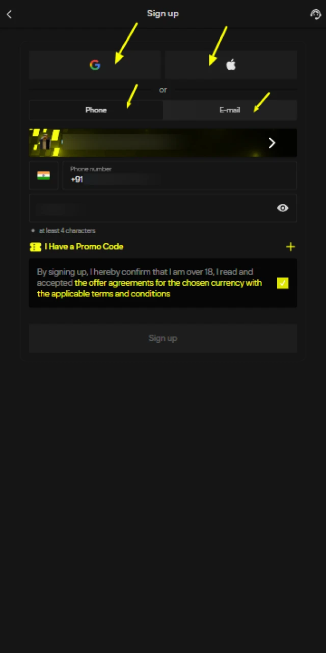 Select registration method.