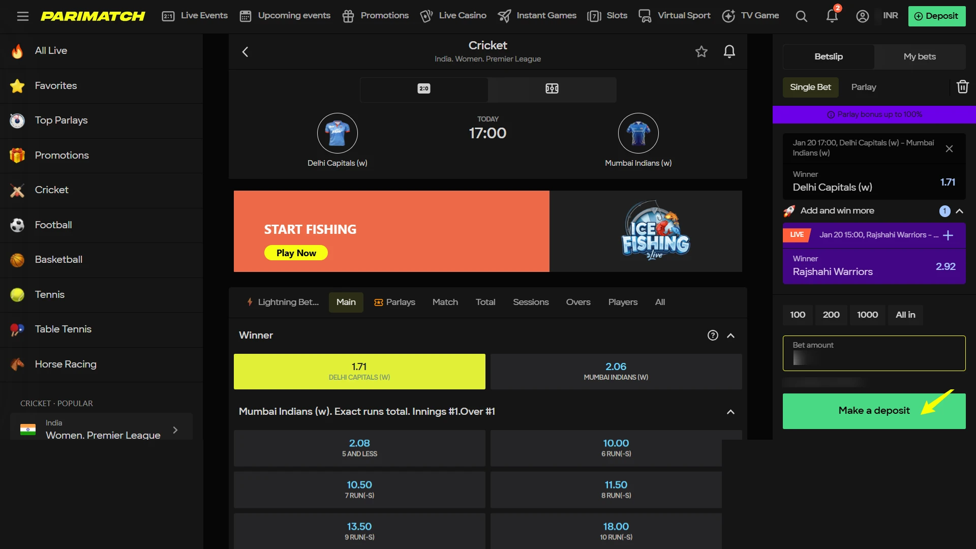 Place the bet and track results.