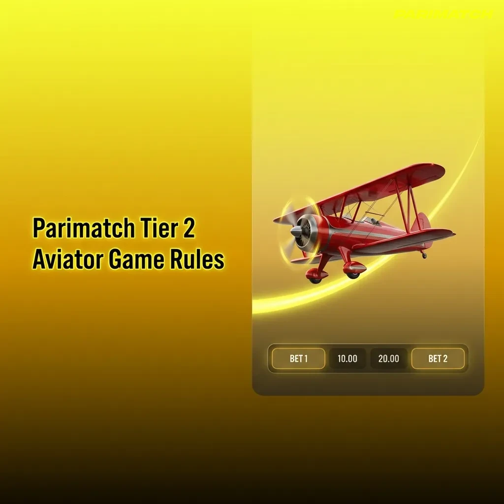 Infographic titled “Parimatch Tier 2 Aviator Game Rules” with plane, rising multiplier line, and cash‑out steps listed
