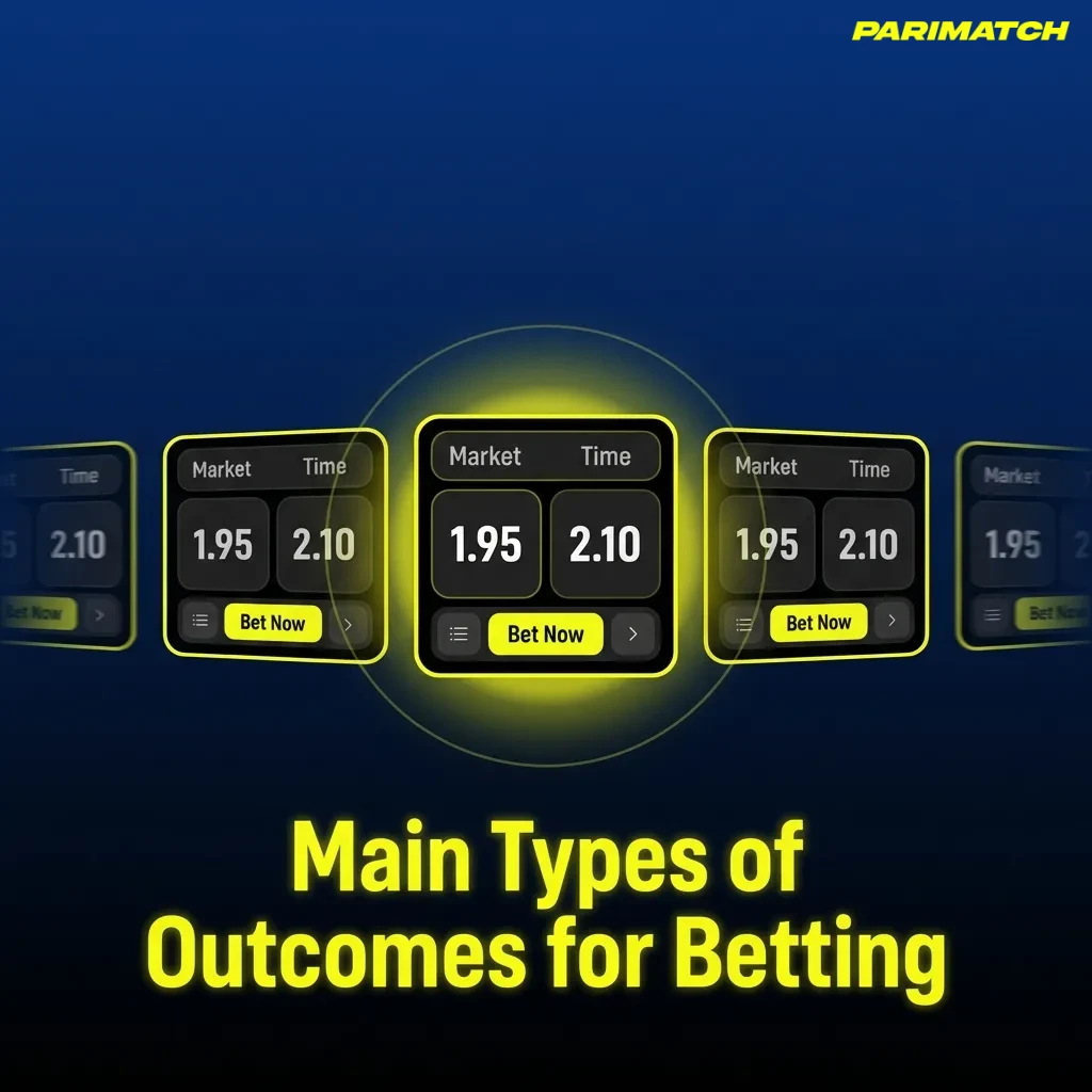 Diagram of main betting outcome types: match result, totals, handicap, both teams to score, and player performance.