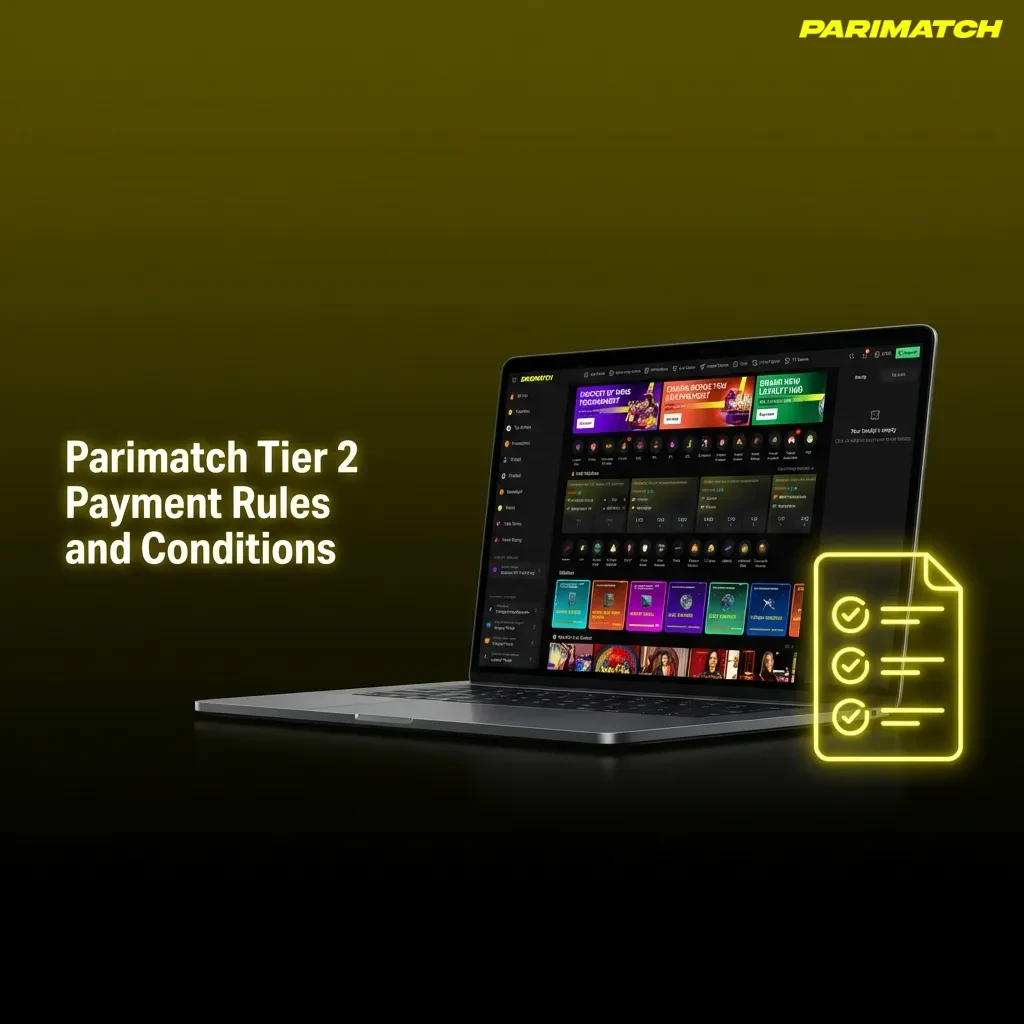 Infographic titled “Parimatch Tier 2 Payment Rules and Conditions” listing key deposit and withdrawal requirements in India