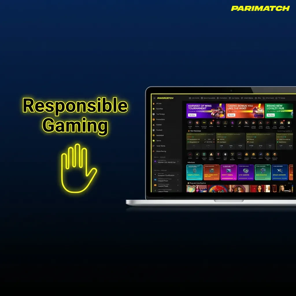 Illustration of a person setting betting limits on a laptop, highlighting tools and tips for safe, responsible gambling