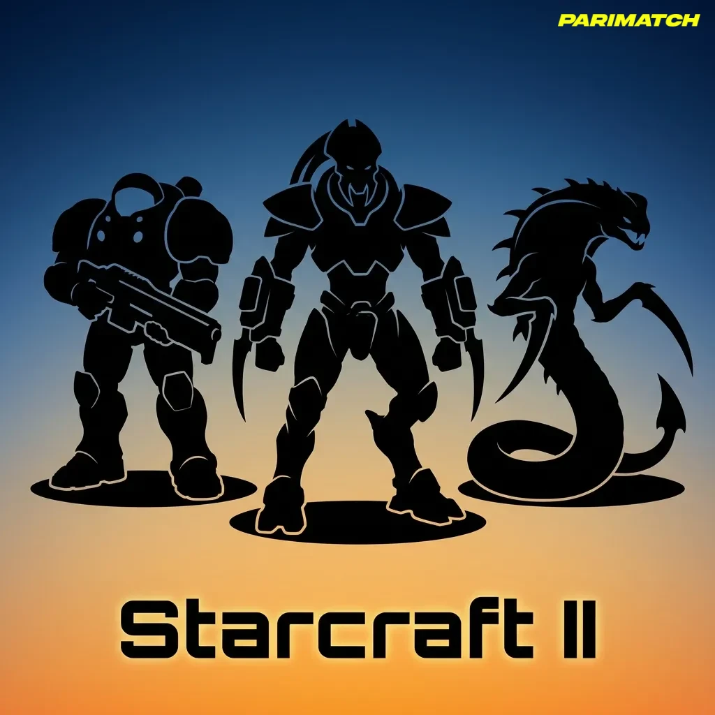 StarCraft II match screenshot with two opposing armies clashing, esports betting markets listed beside the game UI