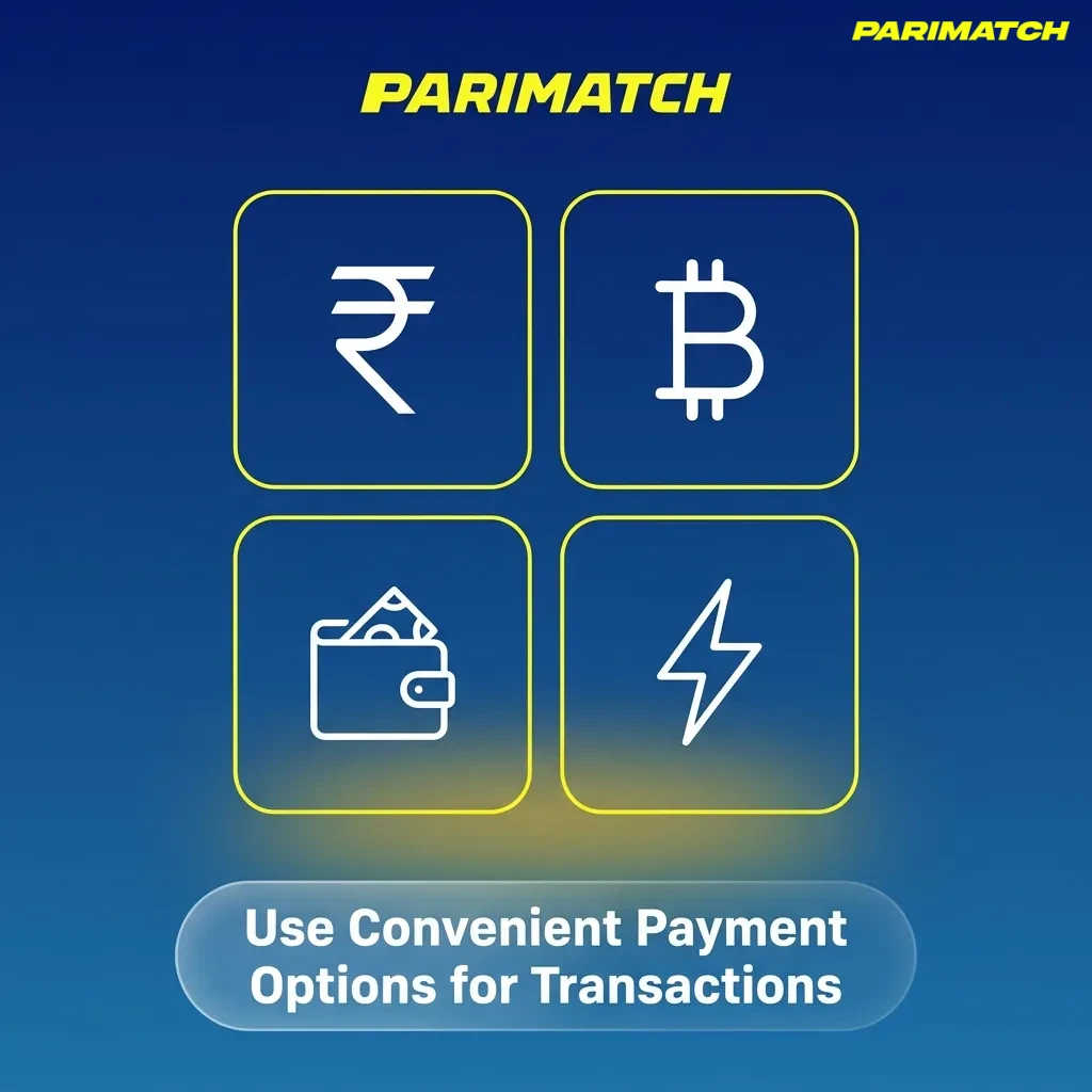 Illustration of Parimatch India payment options: UPI, Paytm, PhonePe, GPay, cards, netbanking, and bank transfer