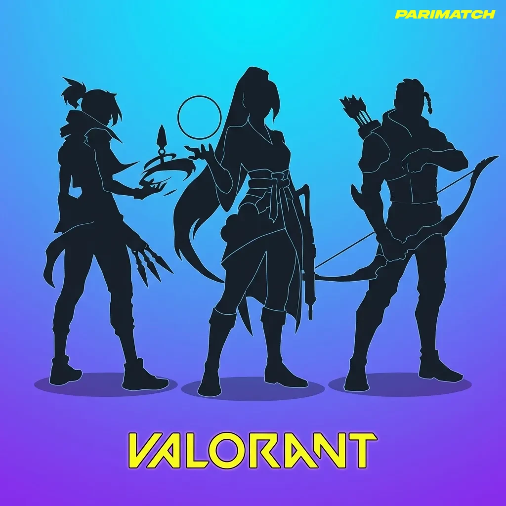 Valorant esports betting graphic with agents, guns, and tournament logos like Champions, Masters, Challengers, and Game Changers