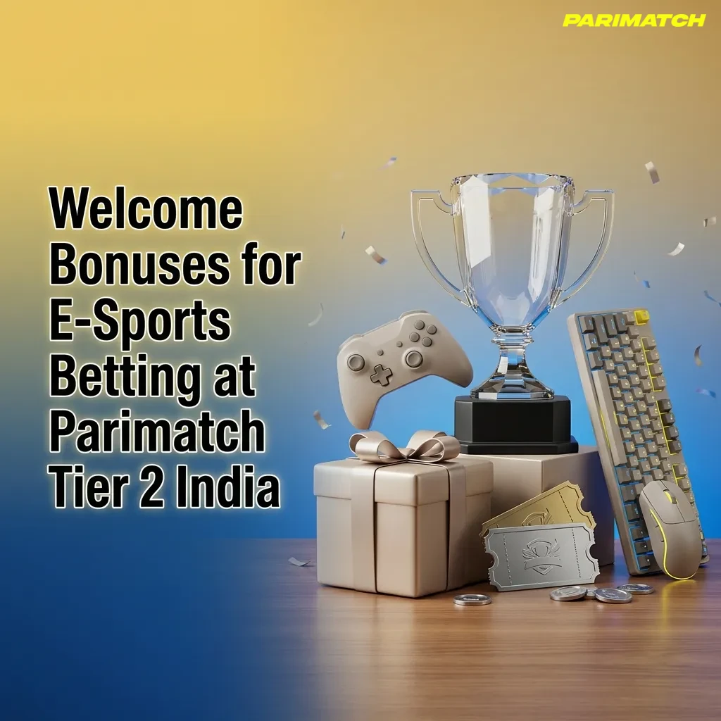 Parimatch India esports welcome bonus banner showing 150% up to INR 30,000 with gaming icons and signup steps