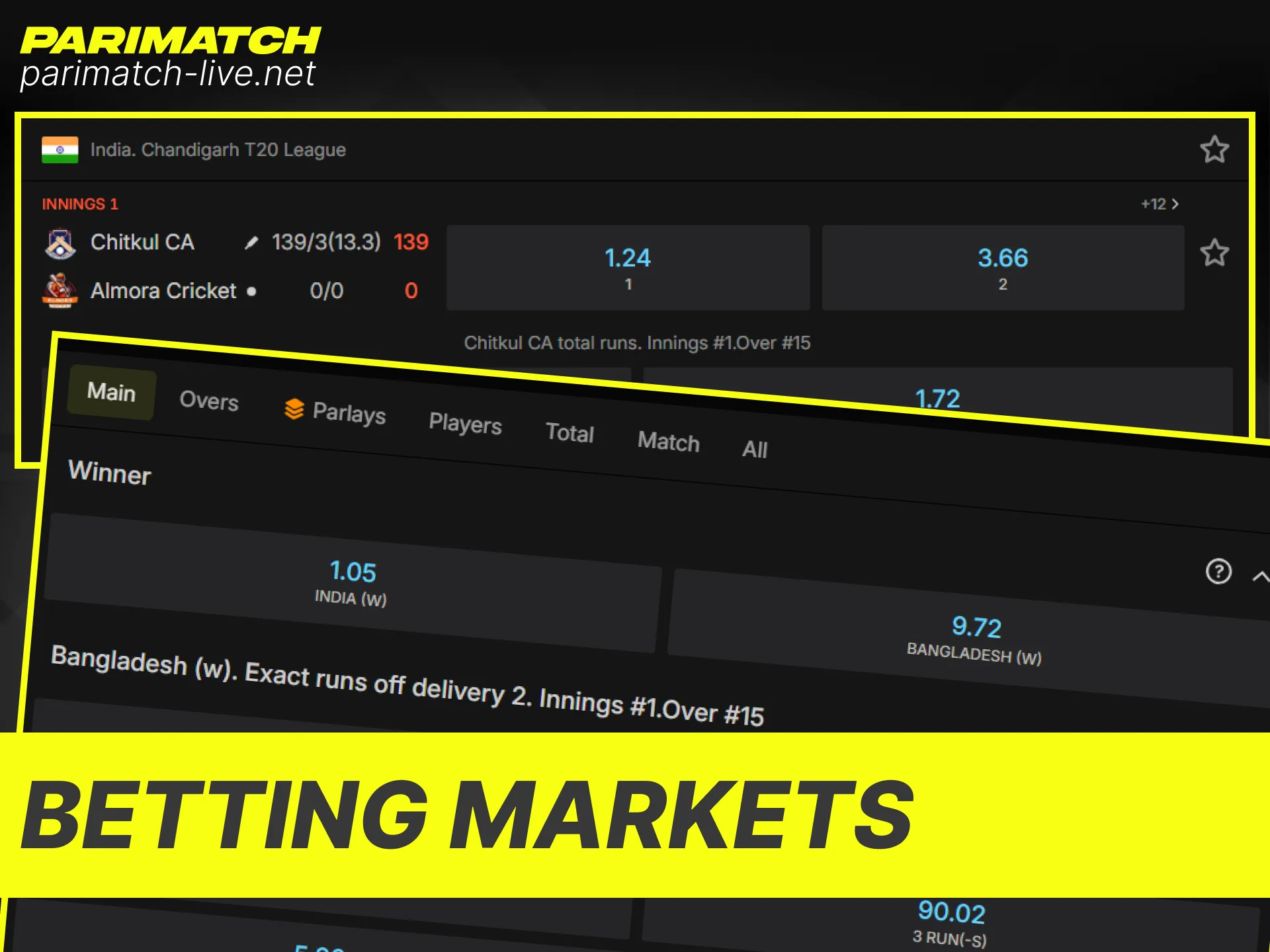 Check out the most popular sports betting markets available on Parimatch.