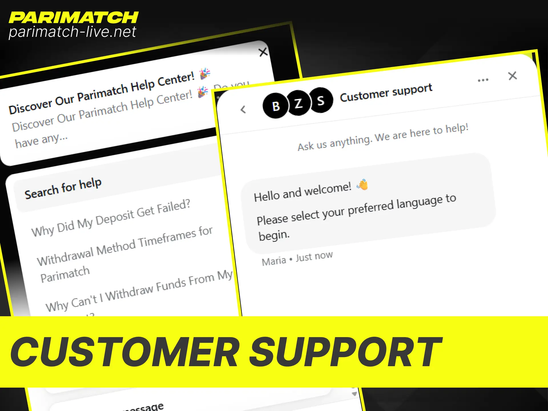 Get instant assistance from the 24/7 Parimatch customer support team in India.