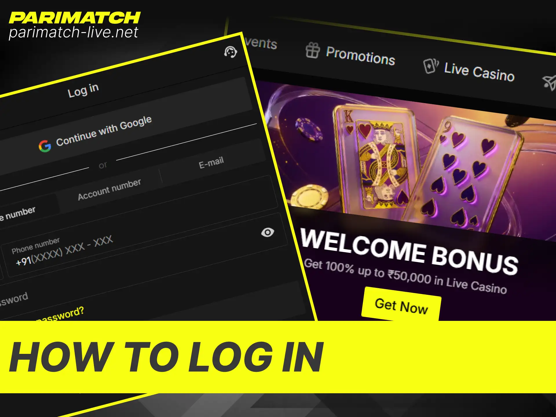 Sign in securely to your personal user account on the Parimatch India website.