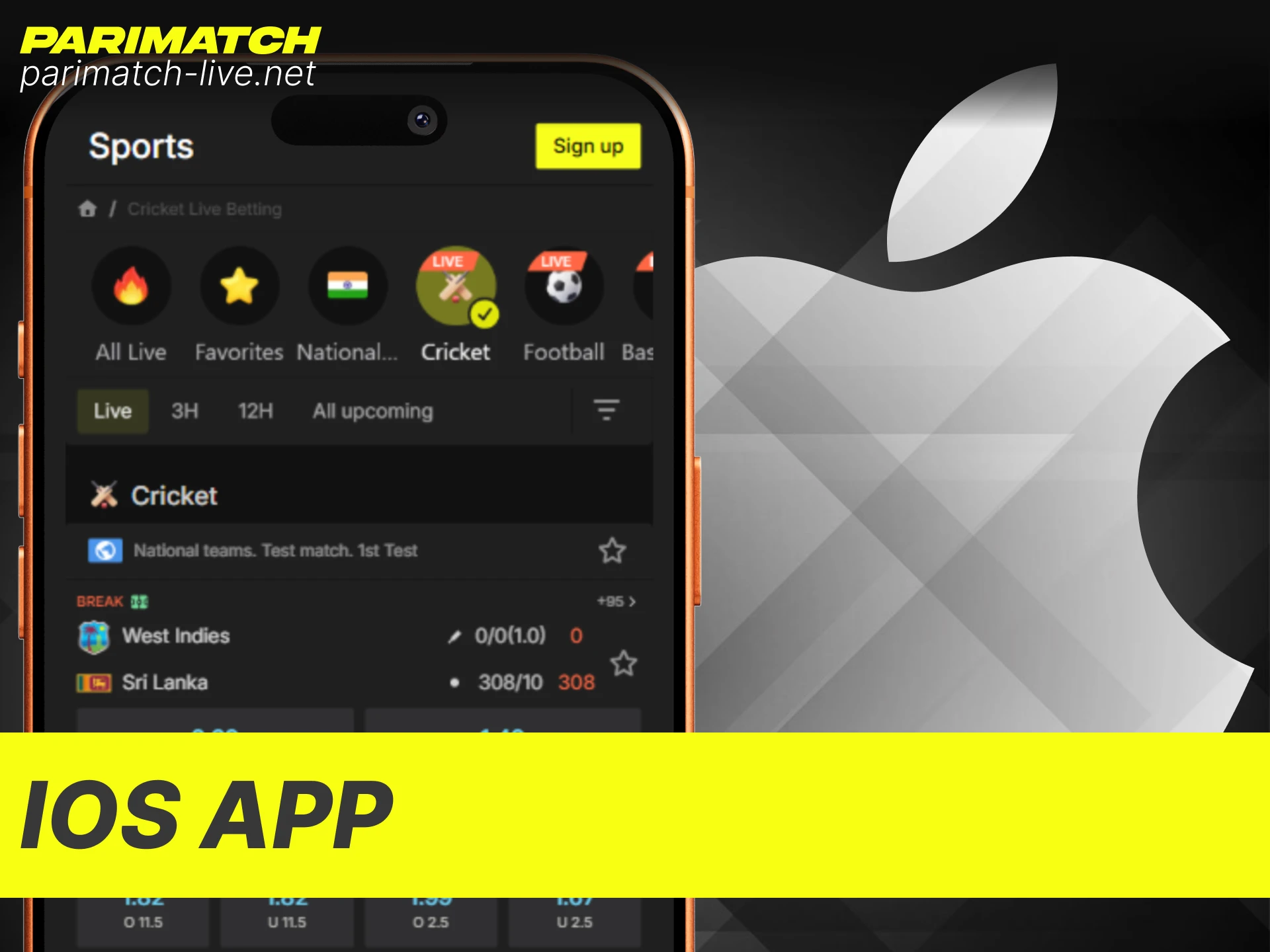 Install the premium smartphone app to access Parimatch on iOS devices.