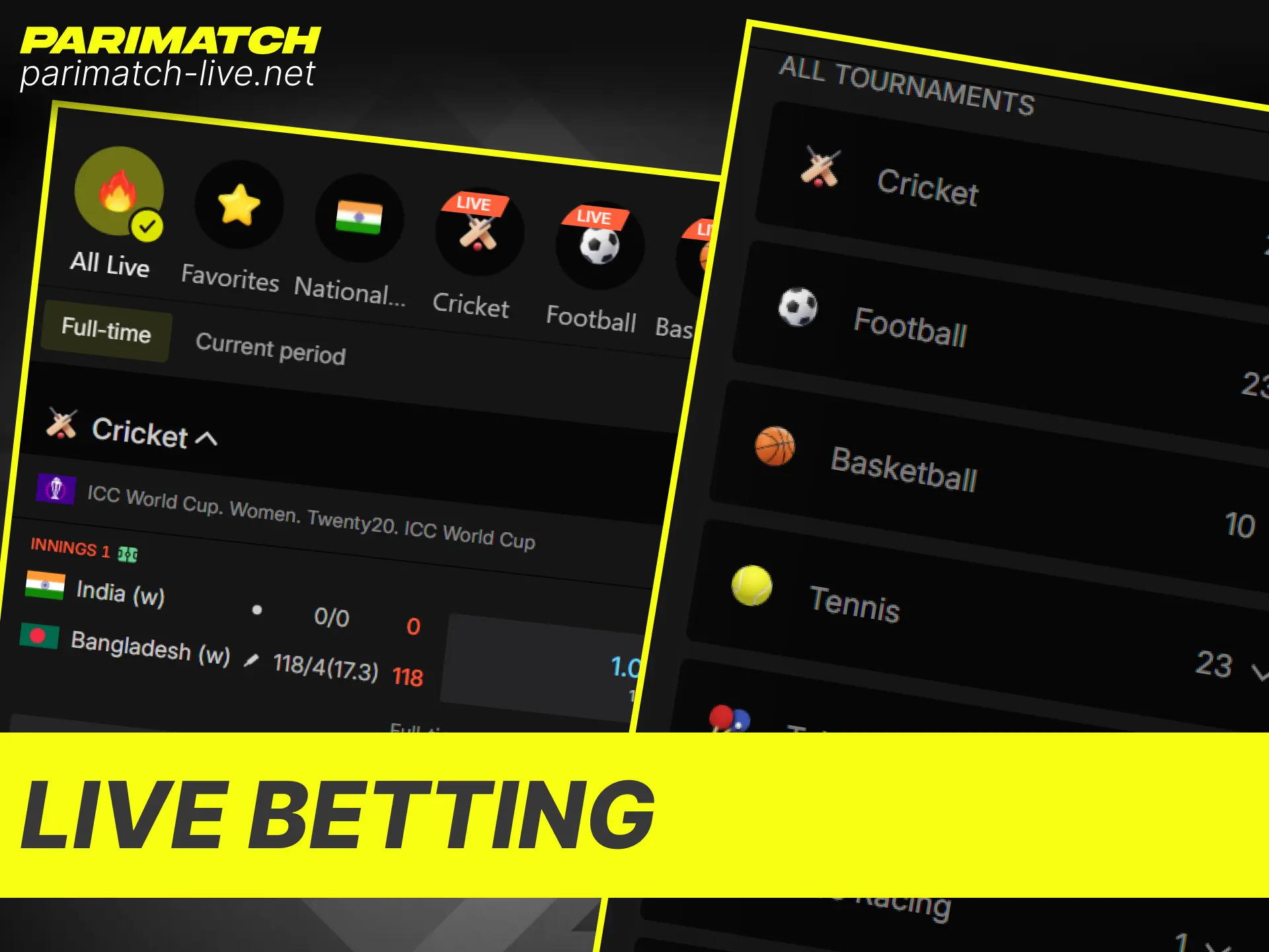 Enjoy real-time match predictions with the live betting feature on Parimatch.