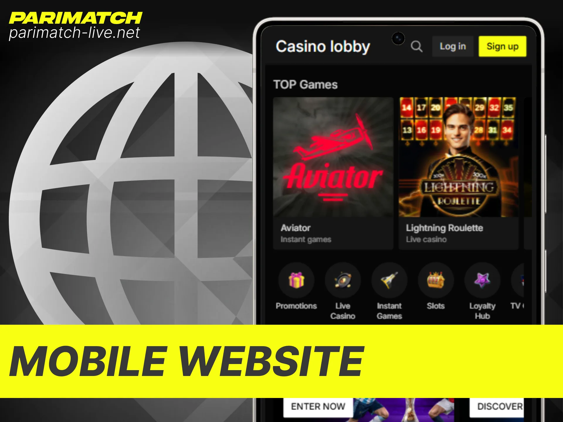 Launch the responsive mobile website version of Parimatch on any phone browser.
