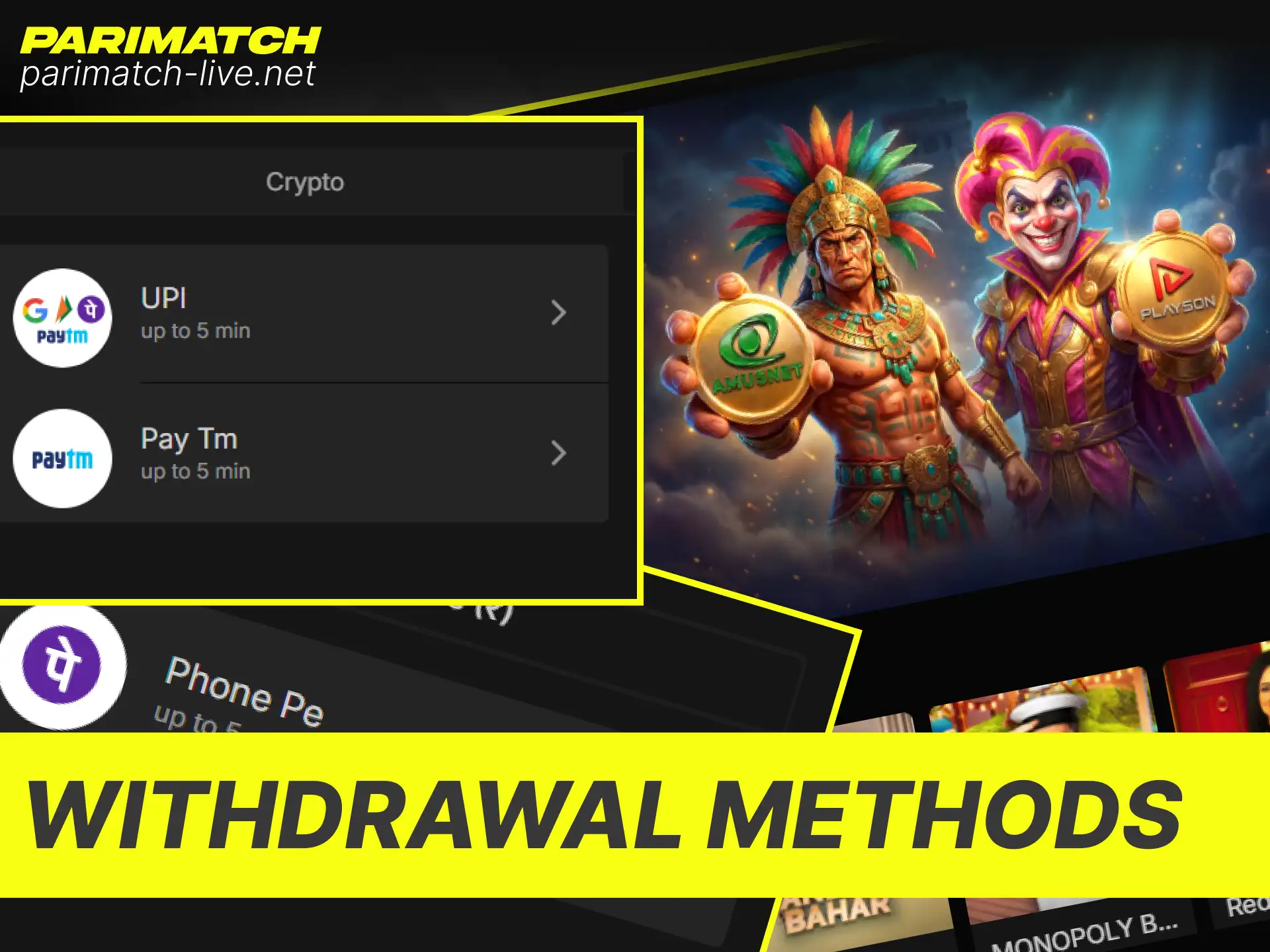 Follow simple instructions to withdraw your winnings from Parimatch India safely.